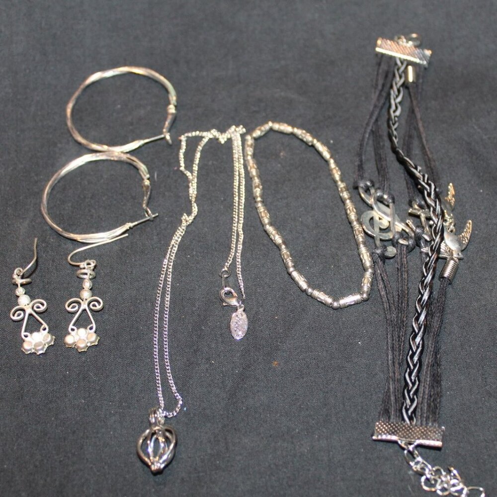 5 piece silver tone jewelry set
